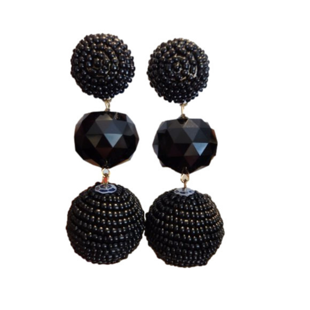 P190. Anita K  Handmade Designer Black Ball Earring